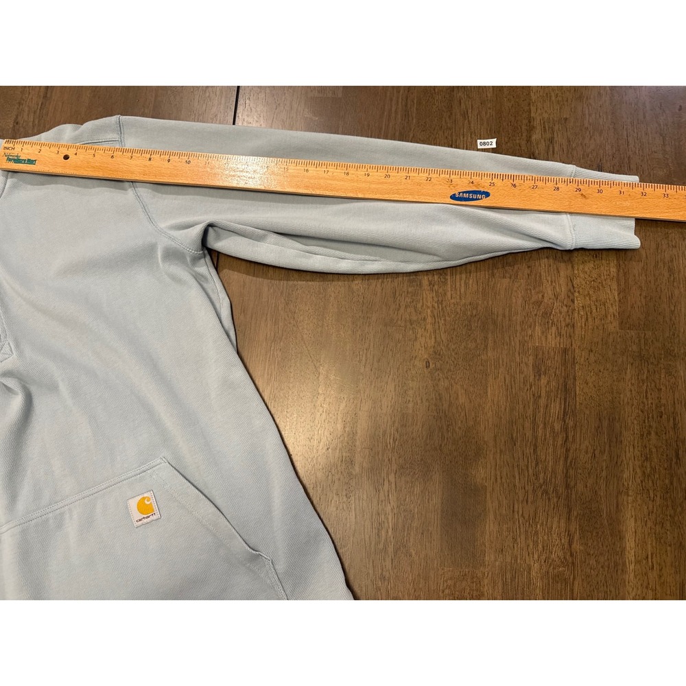 Carhartt Mens Relaxed Fit Quarter Zip Pullover Sweatshirt Light Blue Large - Picture 5 of 6
